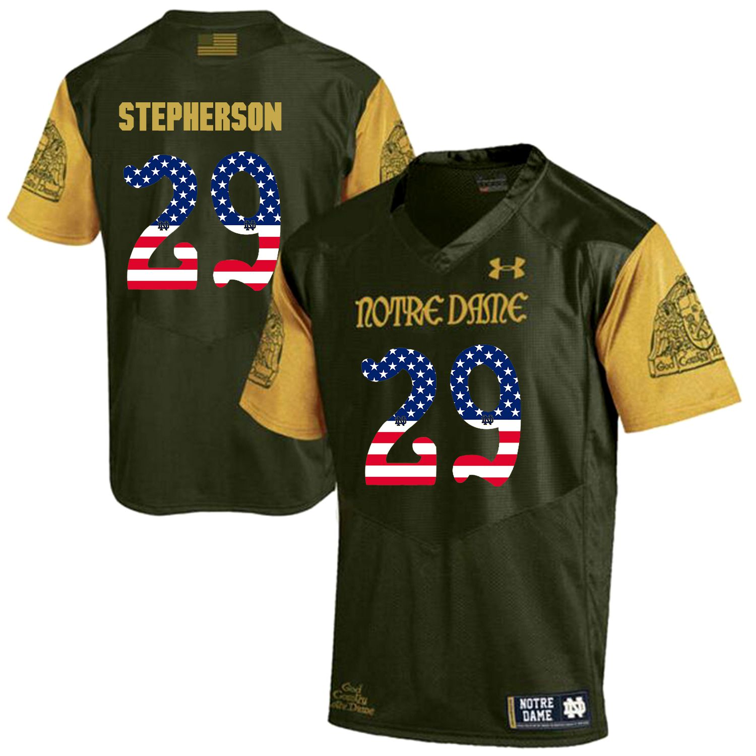 Men Norte Dame Fighting Irish #29 Stepherson Green Flag Customized NCAA Jerseys